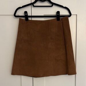 Babaton Tan/Brown Suede Mini Skirt